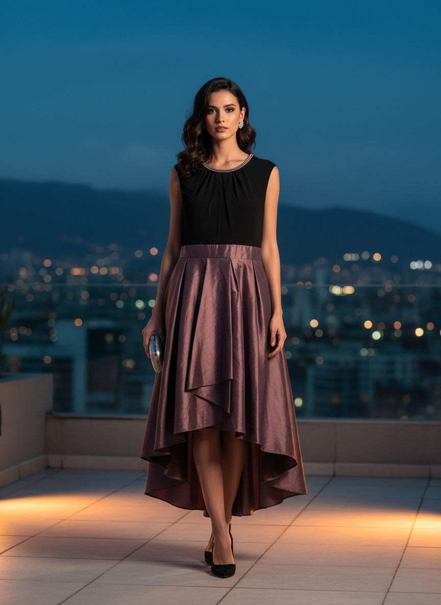 Vestido de Noche Elegancia Bicolor