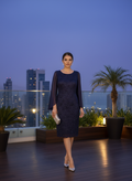 Vestido de Noche Encaje y Chifón Marino