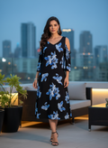Vestido Floral Azul Noche