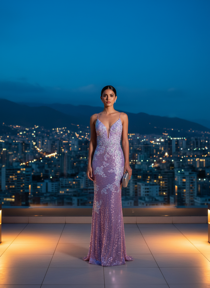 Vestido de Noche 'Brillo Urbano'