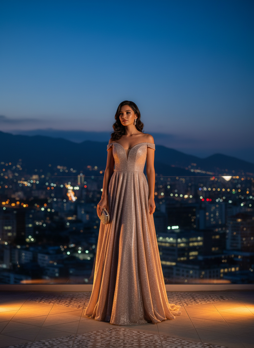 Vestido de Noche 'Dorado Crepuscular'
