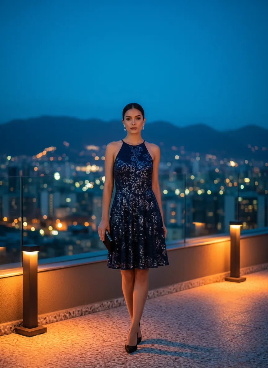 Vestido Nocturno de Lentejuelas 'Luces de la Ciudad'