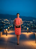 Vestido Cóctel Elegancia Coral