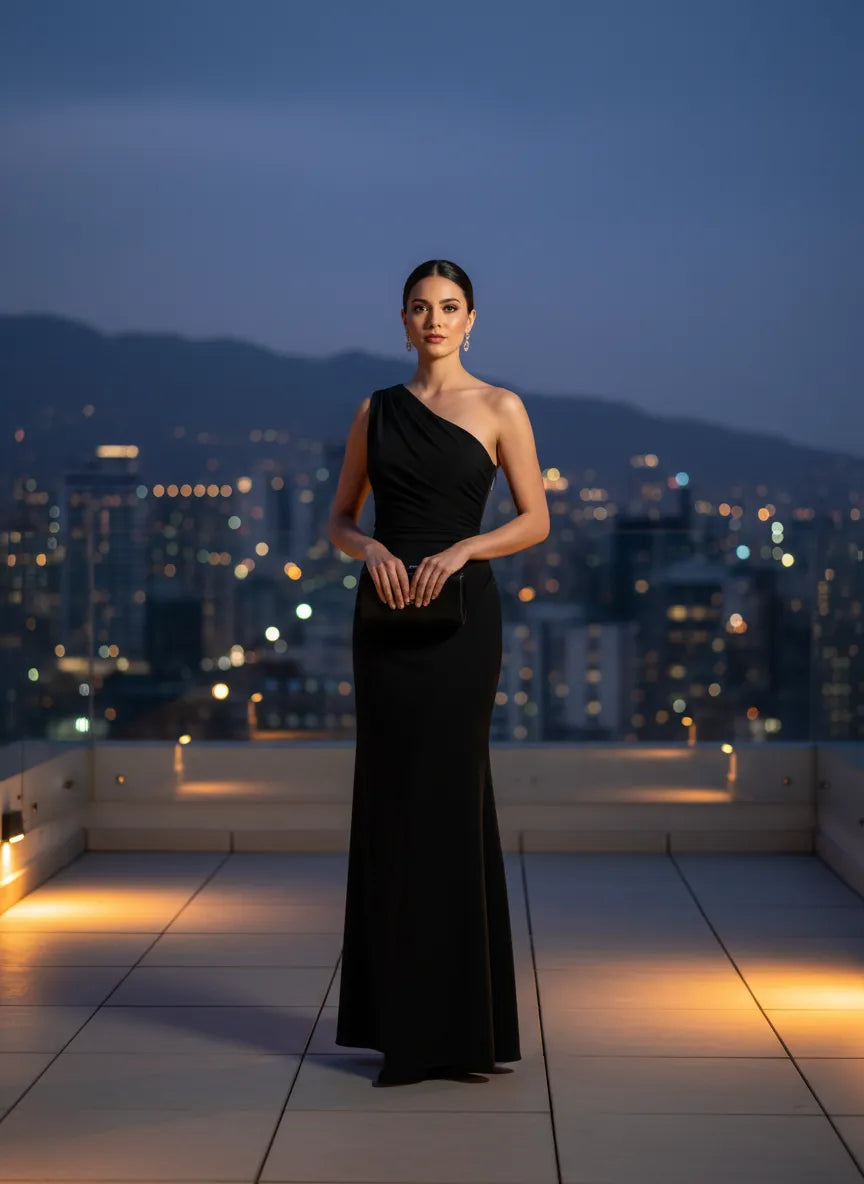 Vestido de Noche Asimétrico