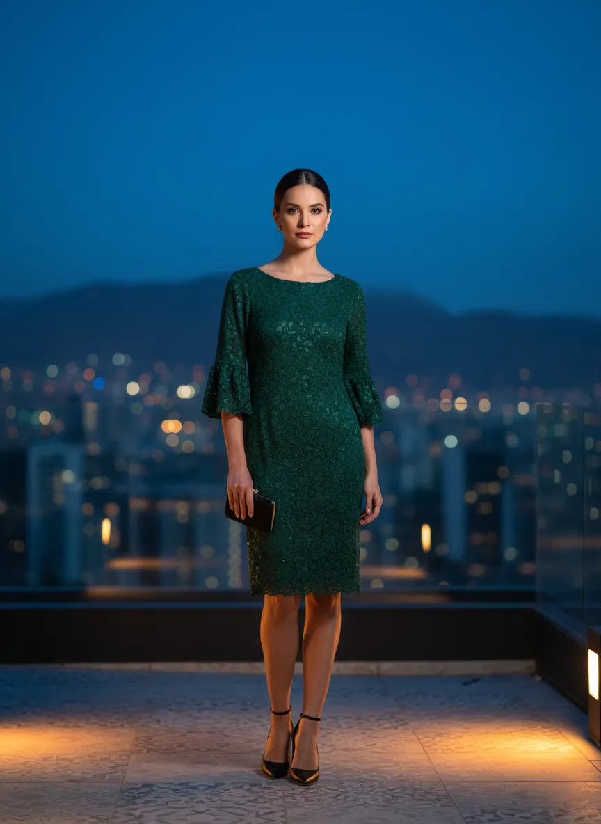 Vestido Esmeralda Encaje 'Corte Tulipán'