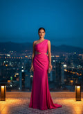 Vestido de Noche Asimétrico Fuchsia