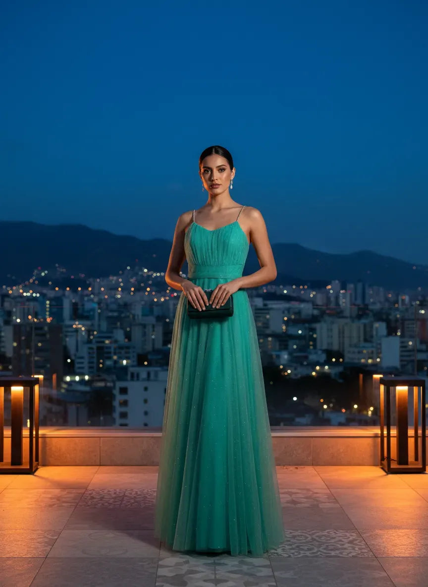 Vestido de Noche 'Turquesa Encantado'