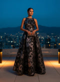 Vestido largo jacquard de rosas