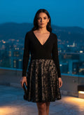 Vestido de Noche con Falda Floral Transparente