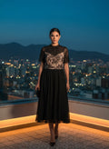 Vestido Midi de Encaje y Gasa Noche Estrellada