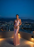 Vestido Maxi Rosa Satinado 'Atardecer Romántico'