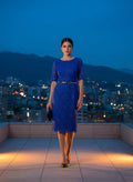 Vestido de Encaje Floral Azul 'Royalty'