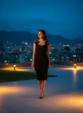 Vestido Cóctel con Hombros Joya