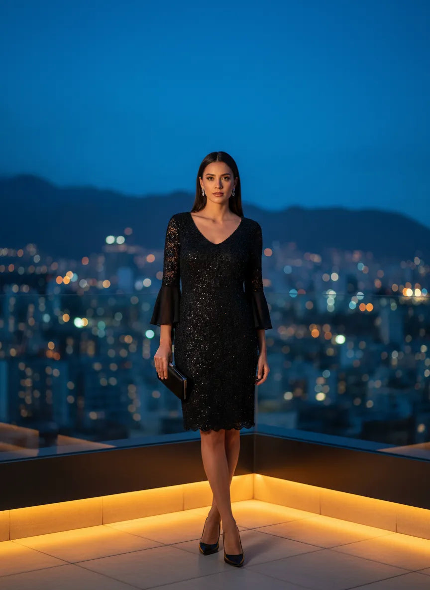 Vestido de Noche Encaje y Lentejuelas 'Venice'