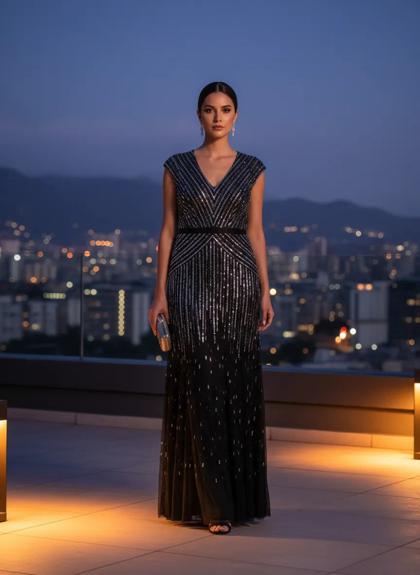 Vestido de Noche Deslumbrante con Lentejuelas