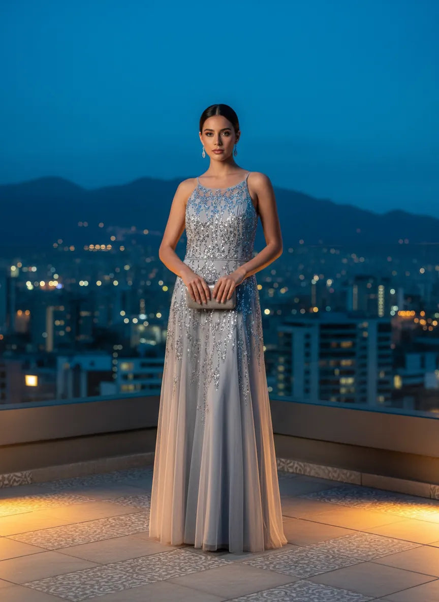 Vestido Plata Elegante Princesa