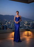 Vestido Azul Lentejuelas Elegante