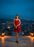 Vestido Cocktail Rojo Elegante