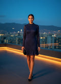 Vestido Azul Marino Mangas Elegante