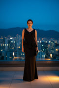 Vestido Elegante Negro Escote V