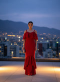 Rojo Escote Hombros