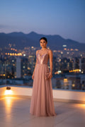 Vestido largo de noche 'Atardecer Rosado'