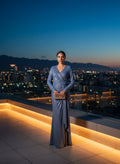 Vestido largo de noche 'Aurora Azul'