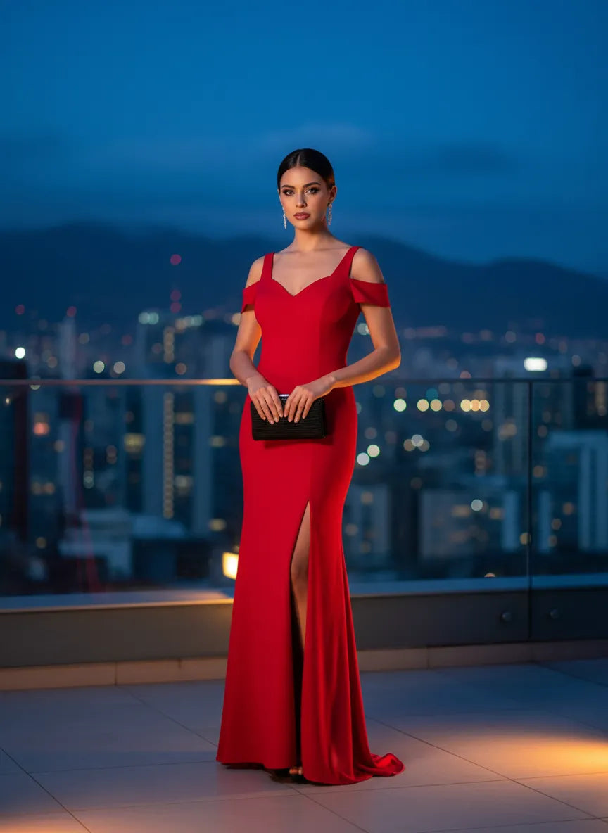 Vestido de Noche Rojo 'Aurora'