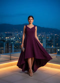 Vestido de Noche Asimétrico 'Medianoche Profunda'