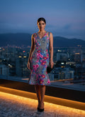 Vestido Cóctel Houndstooth Floral