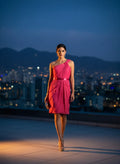 Vestido de Cóctel Fucsia Asimétrico