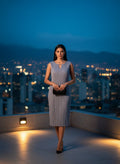 Vestido Plisado Azul Noche