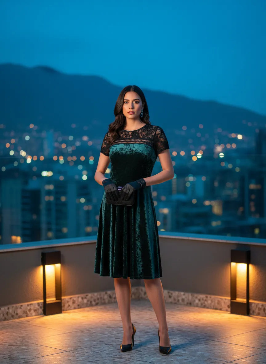 Vestido de Terciopelo Noche Esmeralda