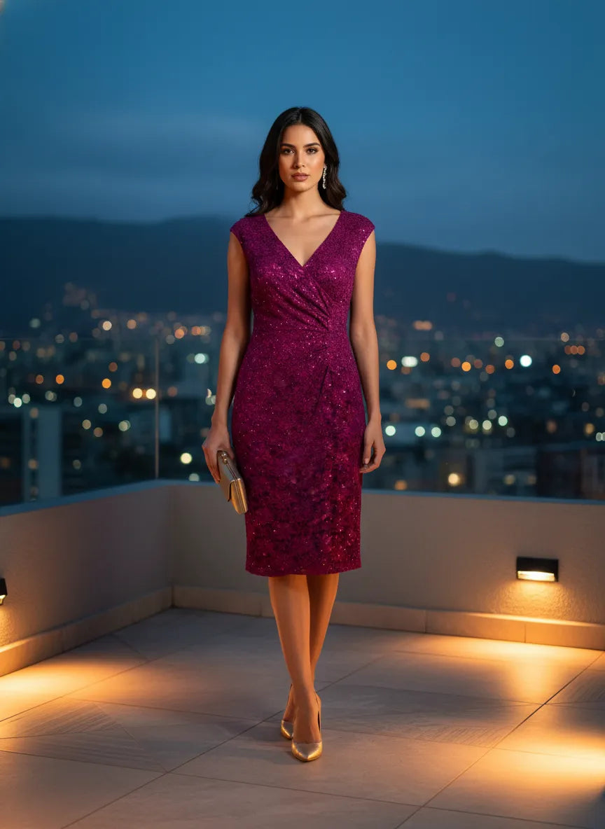 Vestido Cóctel Magenta Brillante