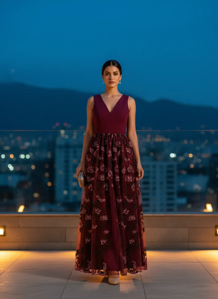 Vestido Nocturno 'Flor de Medianoche'