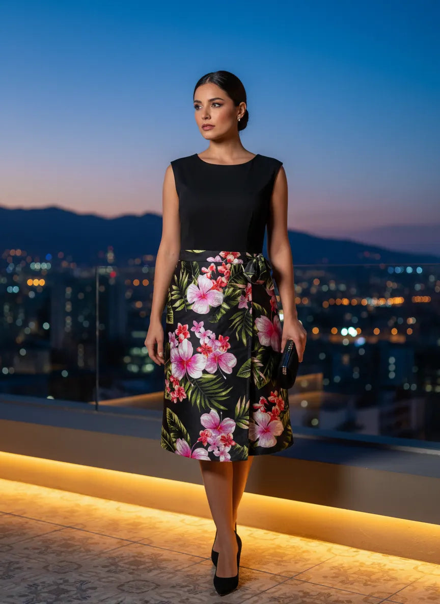 Vestido Floral Tropical Elegante