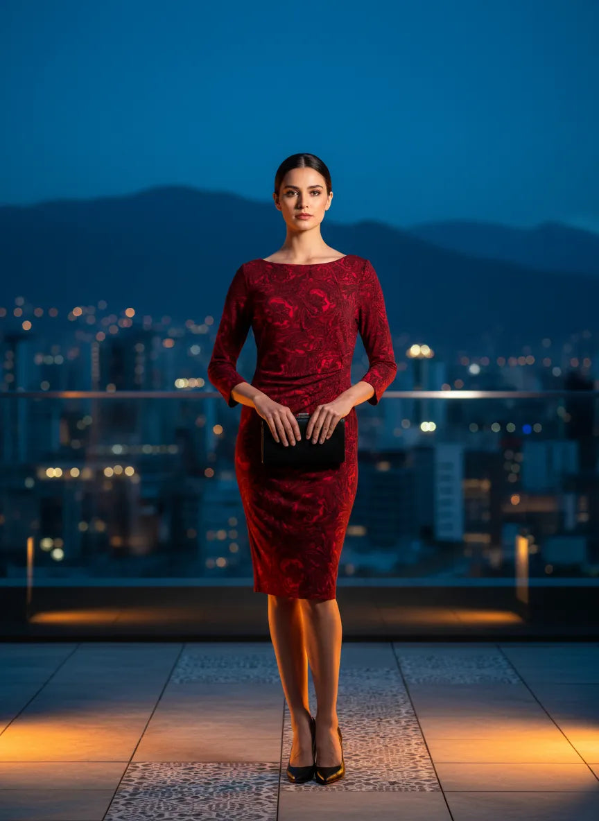 Vestido Nocturno Carmesí