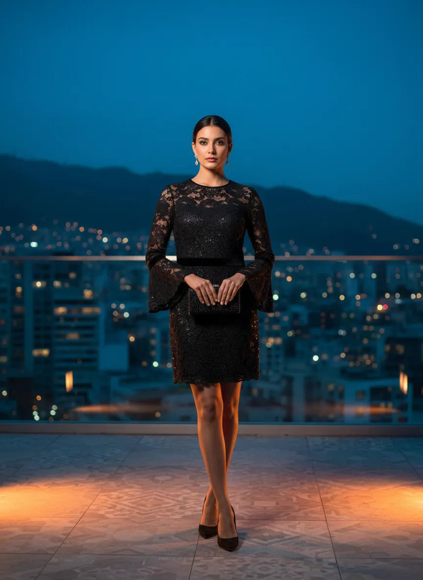 Vestido Cóctel Noche Encaje