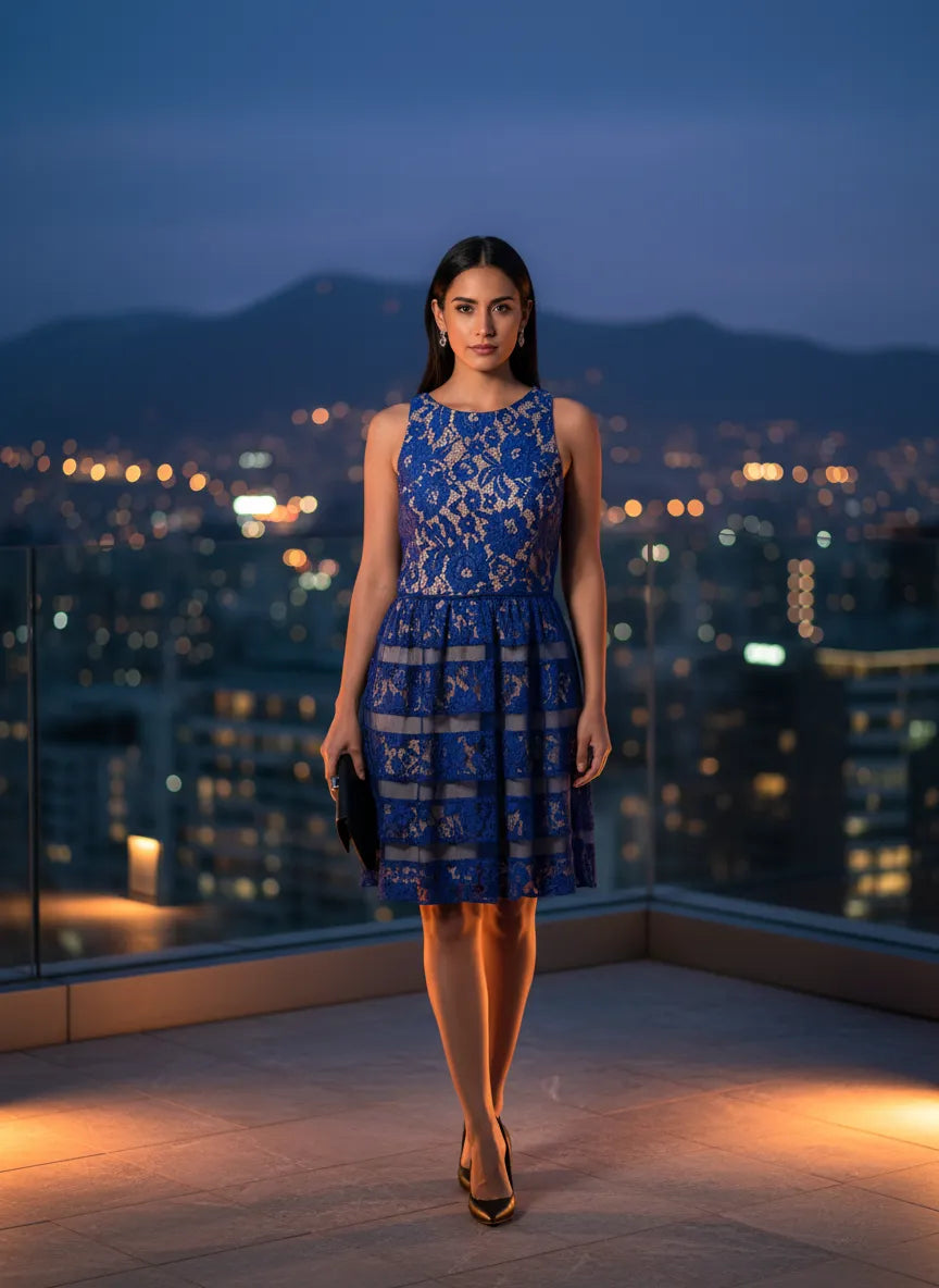 Vestido Cóctel de Encaje Nocturno