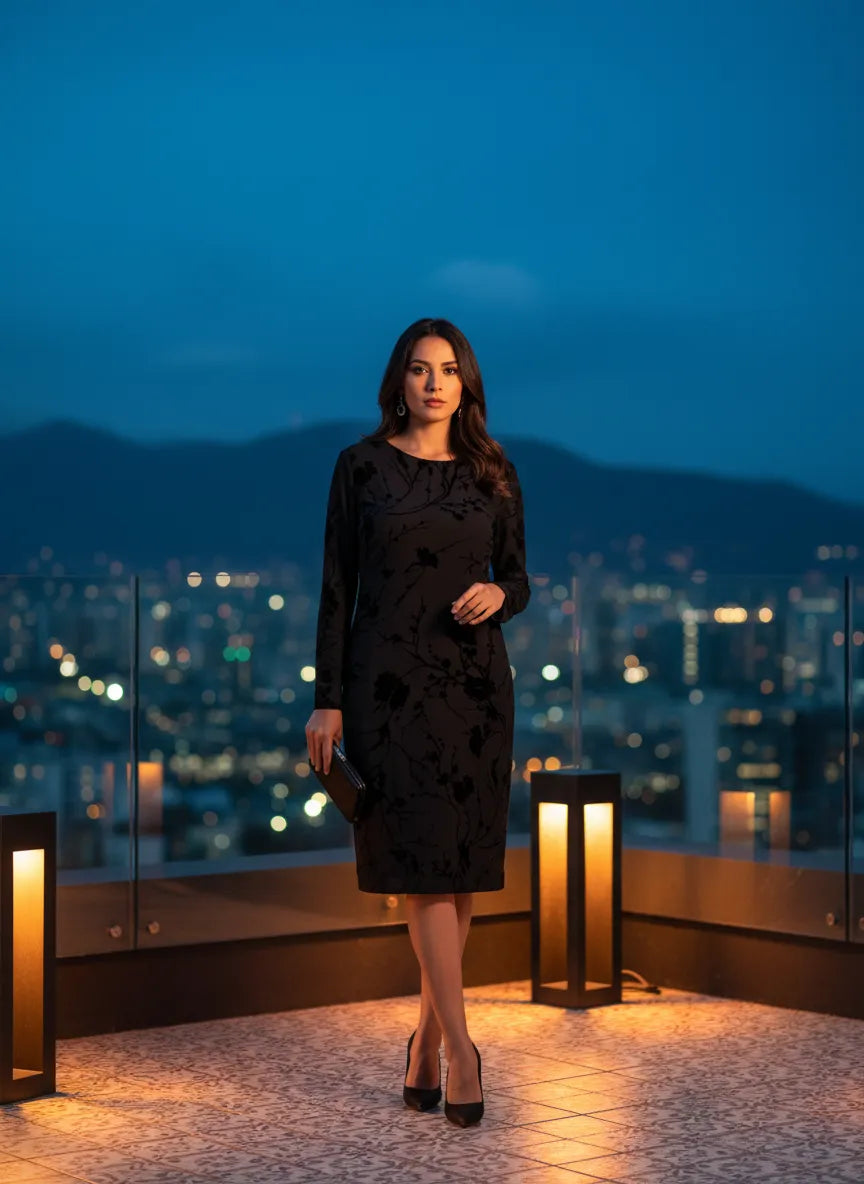 Vestido Nocturno Florecido