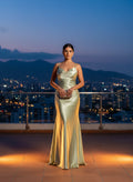 Vestido Sirena de Satén Verde Menta