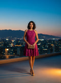 Vestido de Encaje Frambuesa Brillante