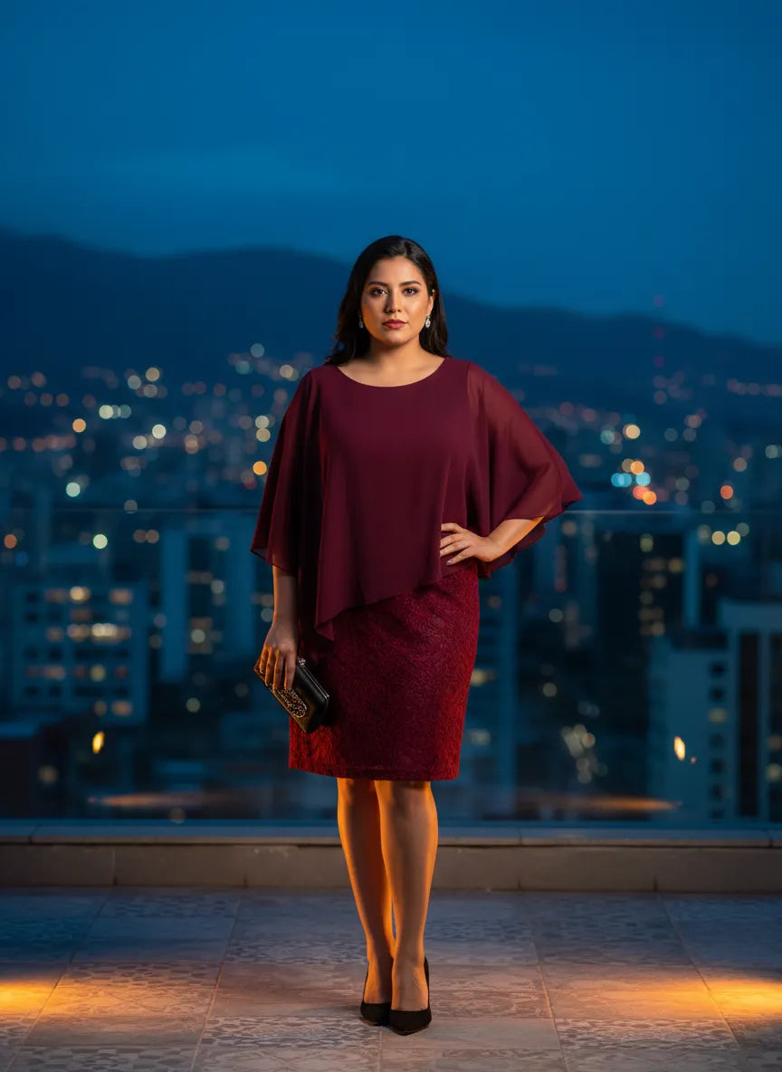 Vestido Borgoña Elegancia Nocturna