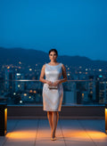 Vestido Cóctel de Noche con Destellos Geométricos