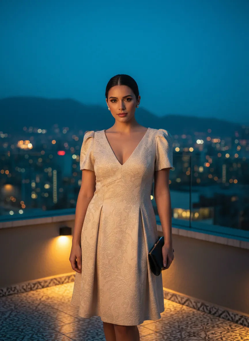 Vestido de Cóctel 'Crepúsculo Dorado'