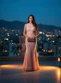 Vestido Sirena de Encaje Rosado al Atardecer