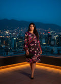 Vestido Nocturno Floral de Manga Acampanada