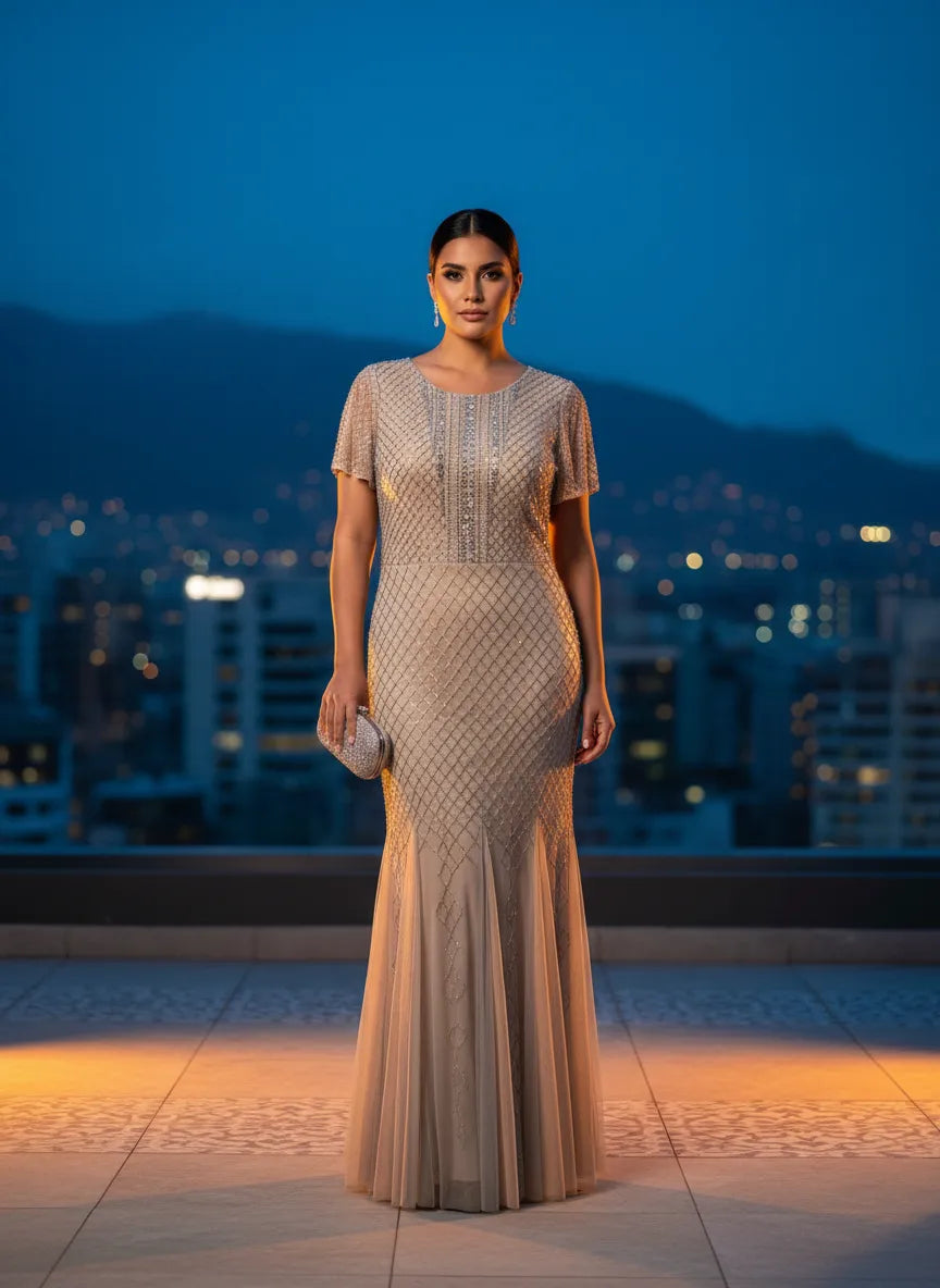 Vestido de Noche 'Dorado Atardecer'