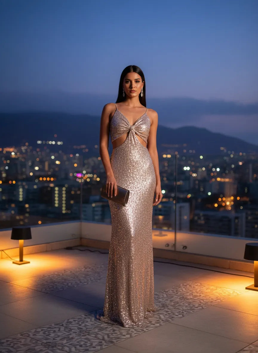 Vestido Noche Estrellada Champagne