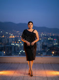 Vestido de Noche Asimétrico con Apliques Brillantes